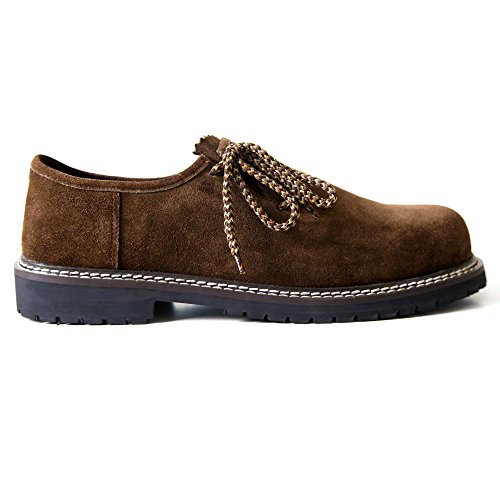 Almbock Trachtenschuhe Monaco-di-Bavaria dunkel-braun – Größe 40 41 42 43 44 45 46, eleganter Schuh für Männer, rustikale zweifarbige Schnürsenkel