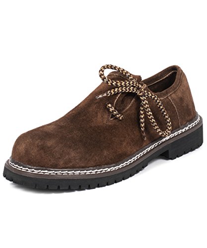 Tracht & Pracht – Herren 100% Wildleder – Trachtenschuhe Haferlschuhe – Dunkelbraun – 42