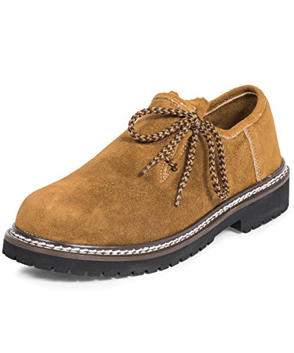 Tracht & Pracht – Herren 100% Wildleder – Trachtenschuhe Haferlschuhe – Hellbraun – 46